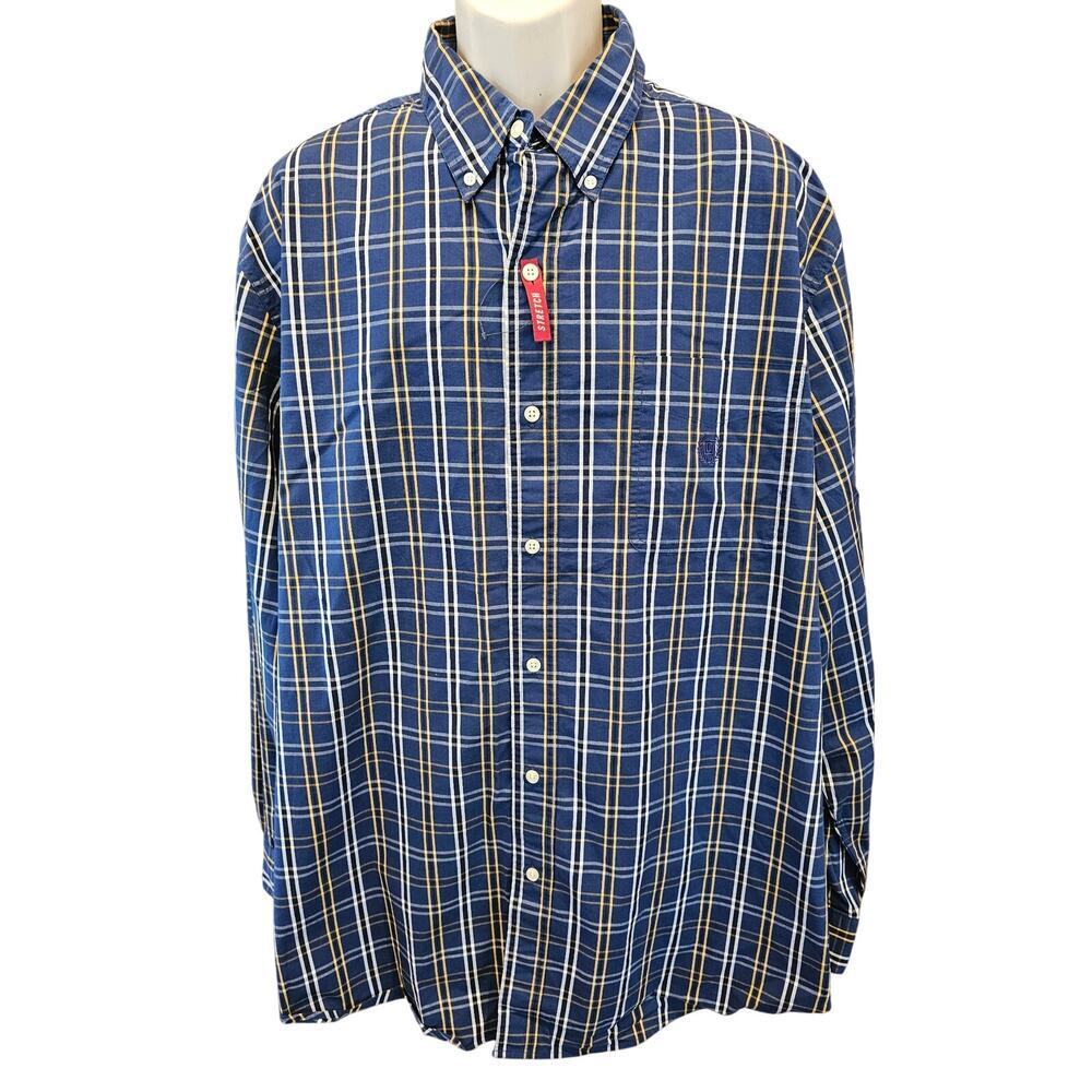 NWT 2XLT 2XL TALL Chaps Easy Care no iron long sleeve plaid button up casual